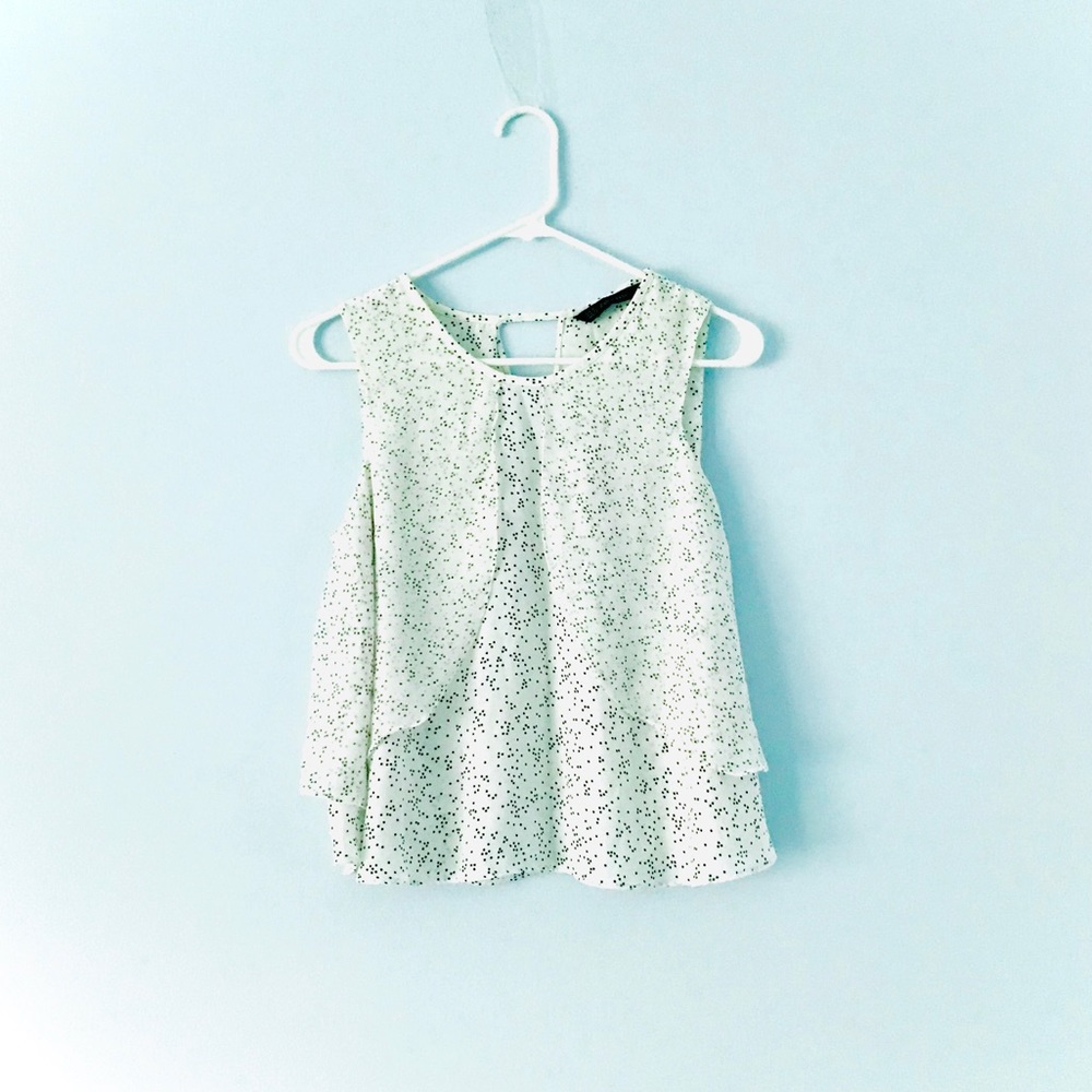 🍒 ZARA Layered Chiffon Top White